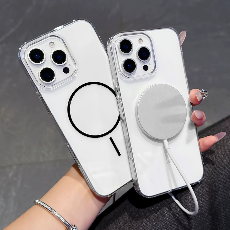 Ojeleye MagSafe Schutzhülle für iPhone 11 12 13 14 15 16 Pro Max, transparente magnetische Wireless Charging Handyhülle - Bild 4