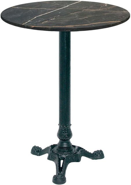 RestooTab Stehtisch Bistrot rund in Stein- und Holzoptik, schwarz/gold/marmoriert, H: 113 cm, B: 60 cm, T: 60 cm - Bild 1