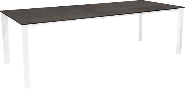 Stern Ausziehtisch Penta Aluminium in Weiß mit Silverstar Smoky Tischplatte und Nivelliersystem B/T: 200 bis 250 x 100 cm - Bild 1
