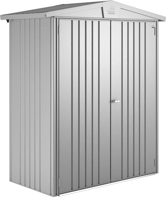 Biohort Gerätehaus Europa aus Metall in Silber Metallic mit Satteldach und Doppeltür, B/H/T: 172 x 196 x 84 cm - Bild 1