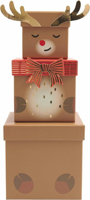 Rico Design Geschenkboxen-Set Rentier aus Papier für festliche Anlässe - Bild 1