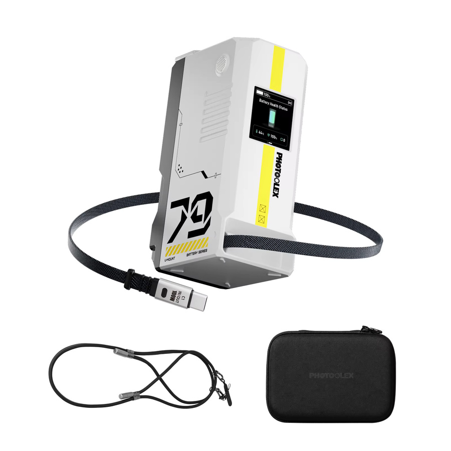 PHOTOOLEX V-Mount Akku mit 5500 mAh und 79 Wh, tragbarer Li-Ion-Akku mit 8 Anschlüssen und USB-C für Sony Camcorder und Kameras - Bild 6