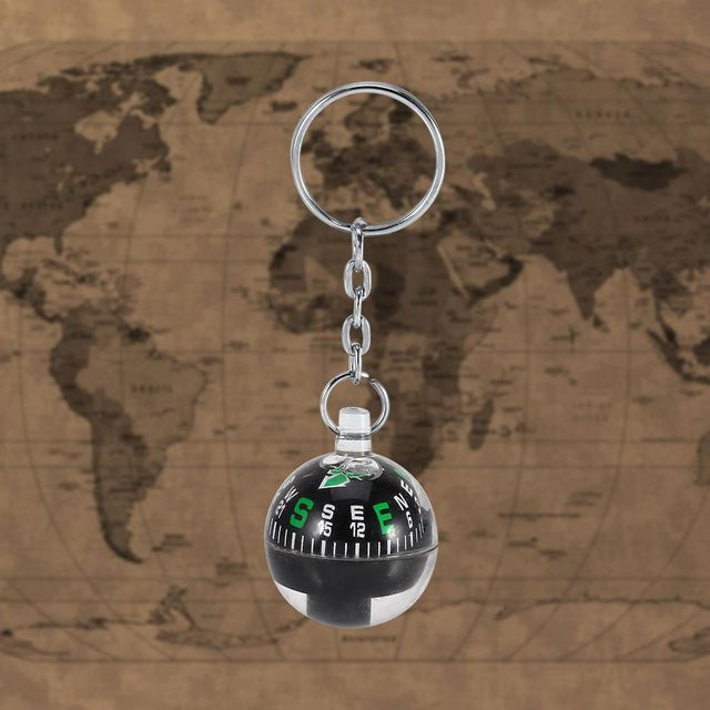Schlüsselanhänger Kugel Kompass, 28 mm, black, Unisex - Bild 1