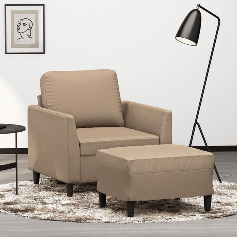 Modernes Relaxsesselset mit Hocker von vidaxl in Braun und Beige aus Kunstleder - Bild 1