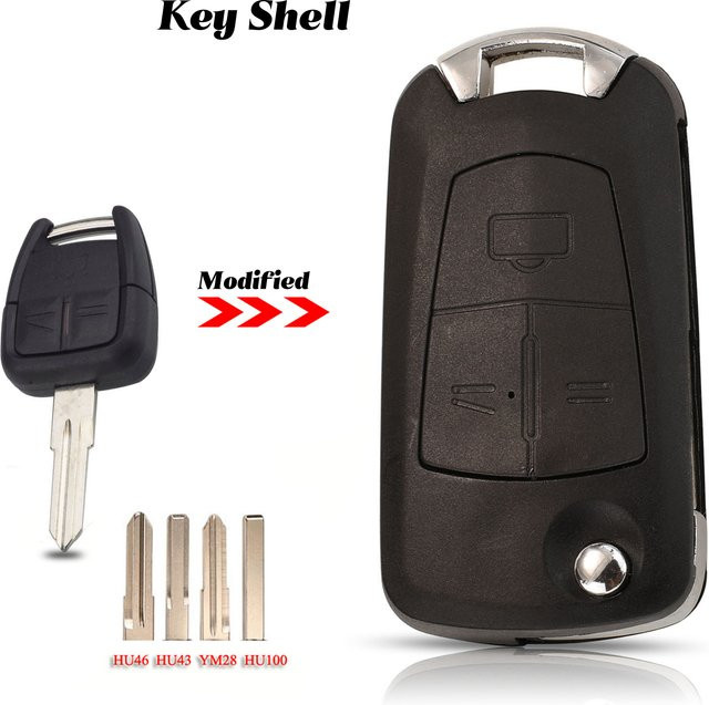 Jingyuqin Upgrade Fernbedienung Gehäuse mit 3 Tasten für Opel Vauxhall Corsa D Astra Vectra Zafira Signum in Schwarz inklusive hu100/43/46 ym28 Klinge - Bild 1