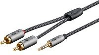 goobay Audio Adapterkabel AUX 3,5mm Klinke auf Stereo-Cinch in Silber - Bild 1