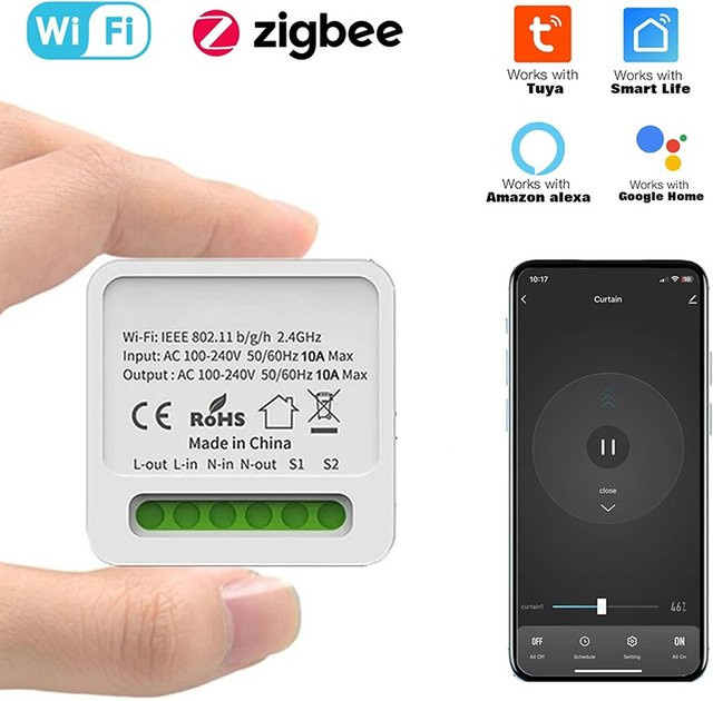 Tuya Smart Home WLAN-Lichtschalter-Modul 16A in Weiß mit 2-Wege-Steuerung, kompatibel mit Smart Life, Amazon Alexa und Google Assistant - Bild 1