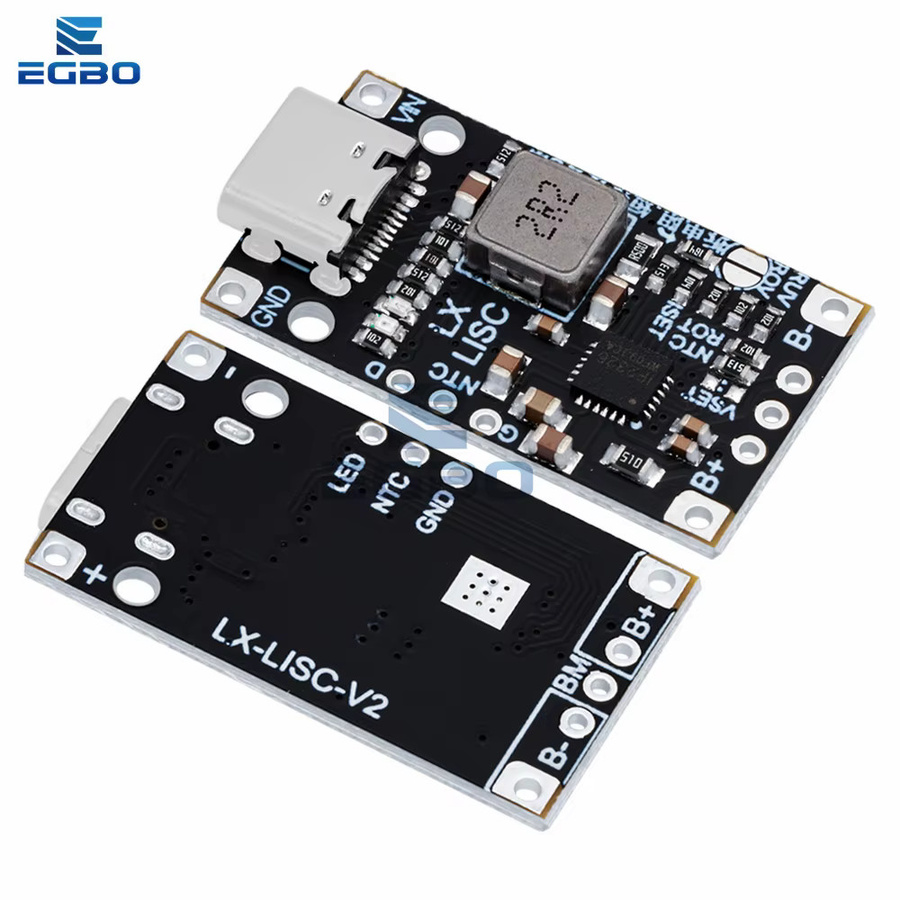 EGBO Lithium-Batterie-Lade-Boost-Modul mit Typ-C Anschluss, 15 W Schnelllademodul mit Anzeige für 2S und 3S, Schwarz - Bild 4