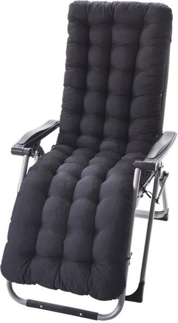 Verdicktes Sitzkissen für Relaxsessel und Gartenliegen in Schwarz, B/T/H: 125 x 48 x 8 cm - Bild 1