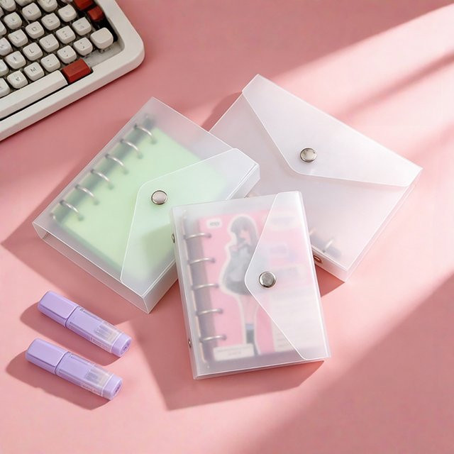 Halbtransparenter A7 Ringbuch-Einband mit Umschlagclip aus Kunststoff für dein Notizbuch-Organizer - Bild 1