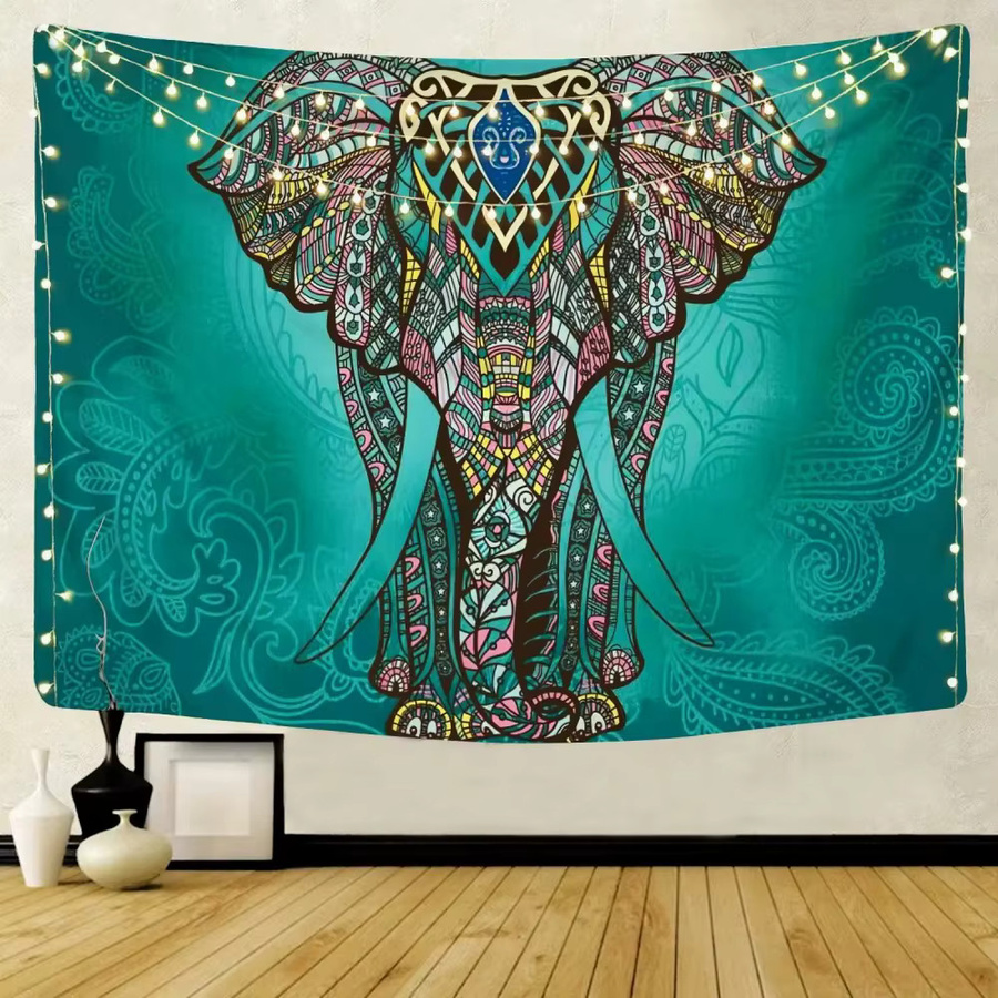 VIKAMA Bohemian Mandala Wandteppich in Türkis mit floralem Design aus Polyester für dein Wohnzimmer oder Schlafzimmer, B/H: 60 x 40 cm - Bild 1