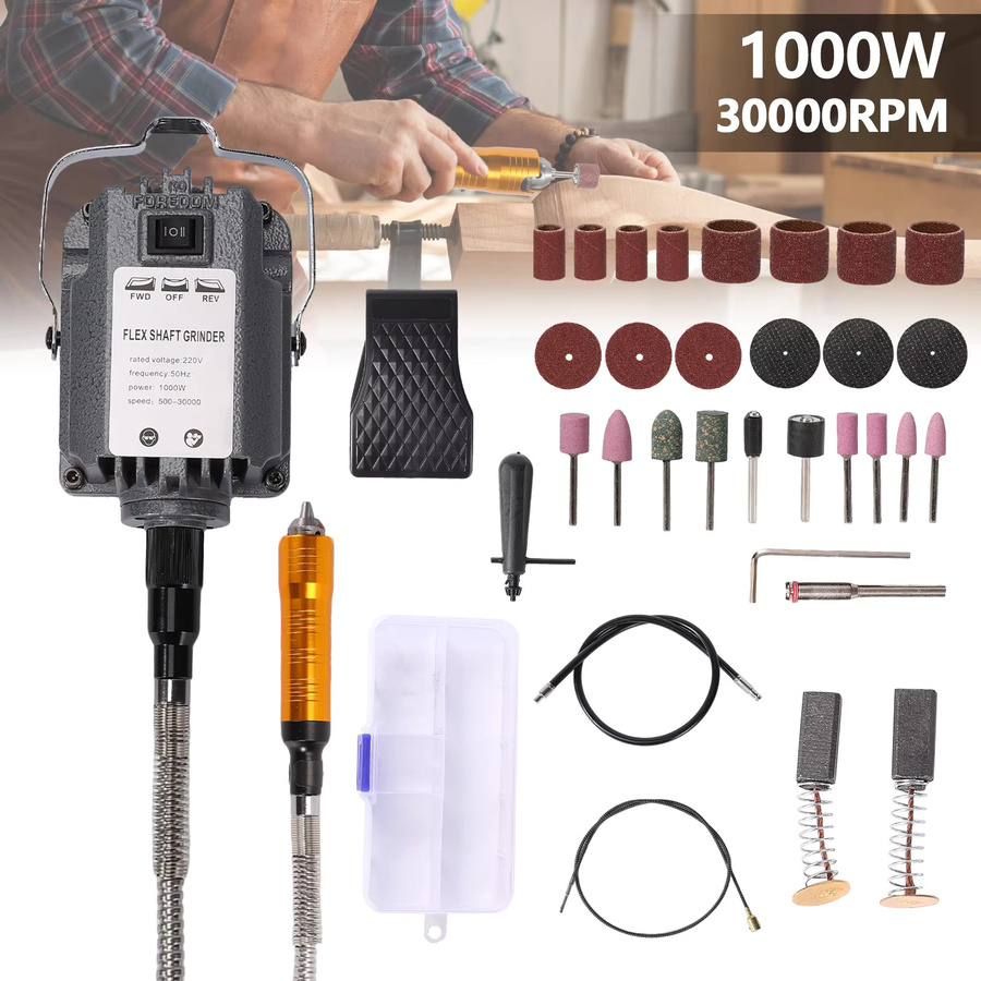 DWiusty Elektrische Biegschacht-Schleifmaschine mit 1000W und 30000 U/min als Rotationsschleifmaschine, Gravur- und Poliermaschine für Trockenschleifarbeiten - Bild 2