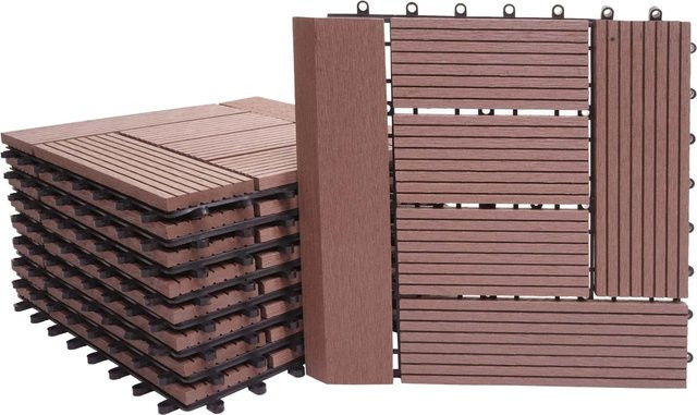 MCW WPC Bodenfliese Sarthe mit Abschluss in Holzoptik, Farbe: Brown, 11 Stück, B/T: 30 x 30 cm - Bild 1