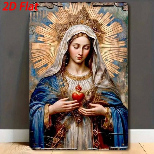 Religiöse Wandkunst Heiliges Herz von CIFBUY aus Metall, B: 20 cm, H: 30 cm - Bild 1