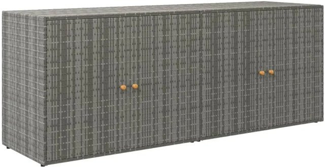 vidaXL Gartenschrank aus Poly Rattan in Grau mit Akazienholz-Elementen, Höhe: 198 cm, Breite: 80 cm, Tiefe: 55,5 cm - Bild 1