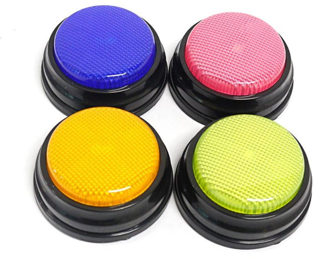BabyMall Aufnehmbare Sprechtaste mit LED-Funktion, Lernressourcen, Antwortsummer, 4-teiliges Set, Bunt - Bild 1