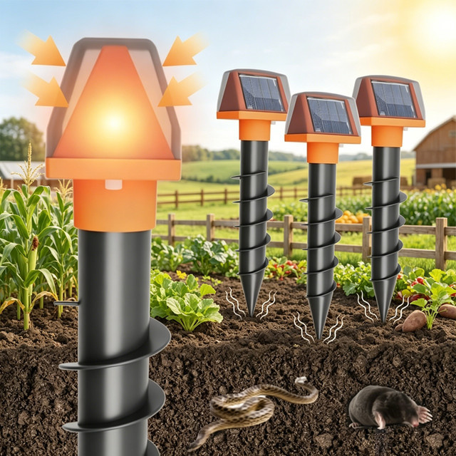 SAIJZEK Solarbetriebener Rattenvertreiber für den Außenbereich IP66 mit Maulwurf- und Schlangenabwehr für Garten und Hof - Bild 1