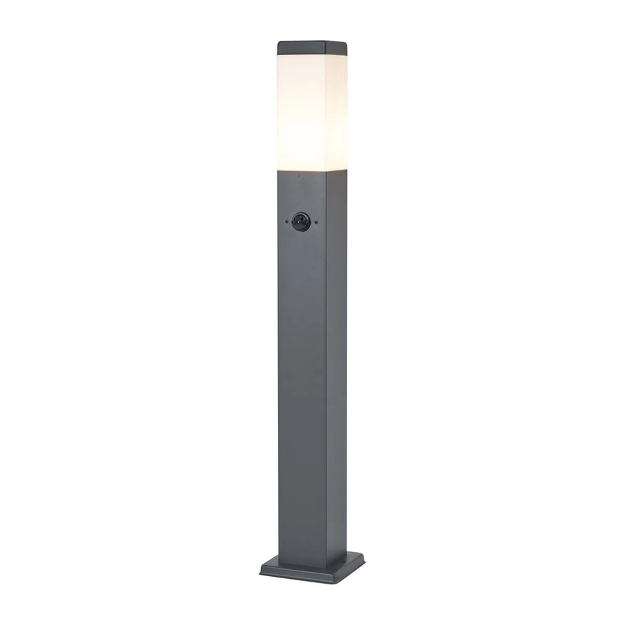 QAZQA Außenleuchte Malios Pollerleuchte in Dunkelgrau mit Opalglas, Bewegungssensor und Steckdose, IP44, Höhe: 80 cm - Bild 2