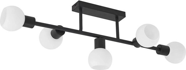 Lindby Deckenlampe Biscala Modern Schwarz aus Metall und Glas, 5-flammig, E14, B/T/H: 27,0 x 22,5 x 28,0 cm - Bild 1