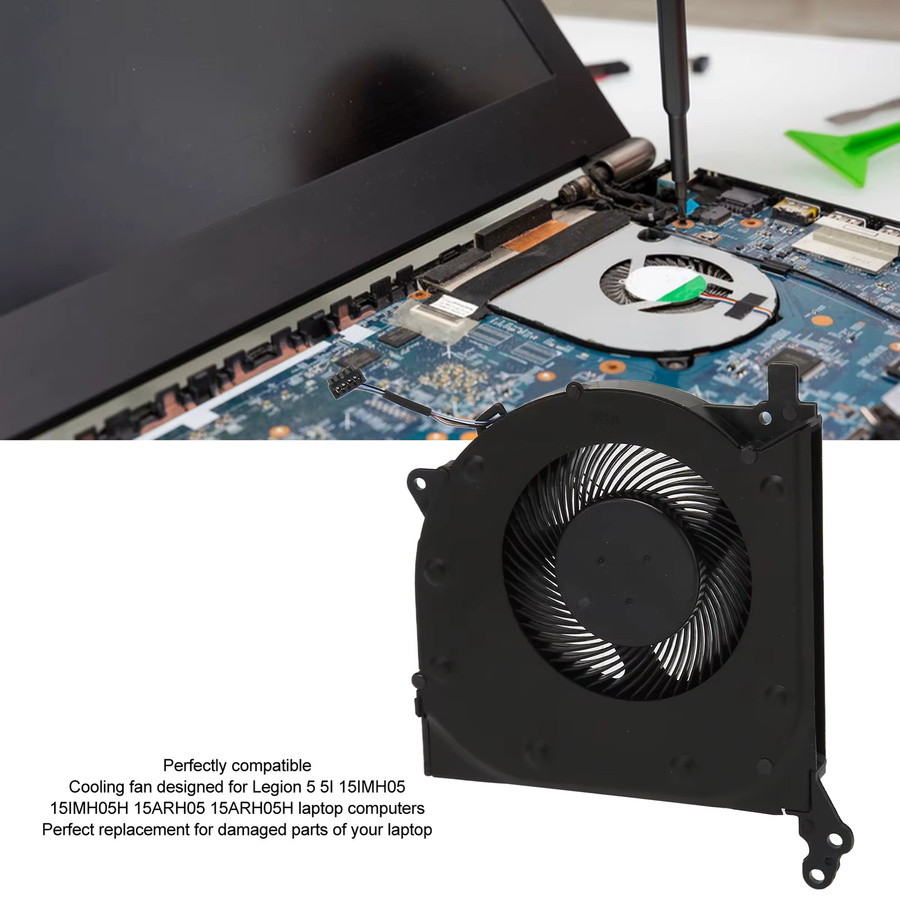Lenovo Laptop-Kühler-Lüfter-Ersatz in Schwarz, kompatibel mit Legion 5 5I 15IMH05 15IMH05H 15ARH05 15ARH05H - Bild 4