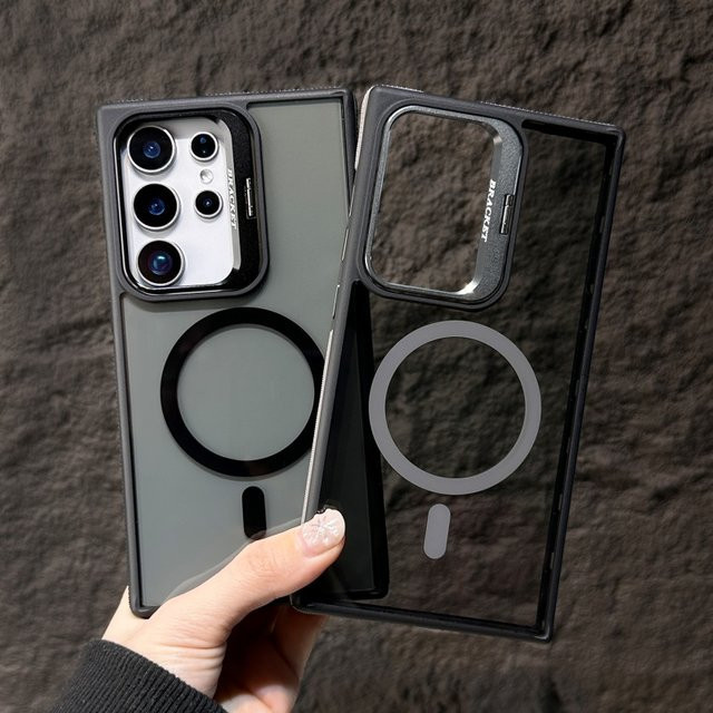 Transparente MagSafe Hülle für Samsung S25 S24 S23 FE S22 Ultra Plus mit versteckter Kamera-Halterung und magnetischer kabelloser Ladefunktion - Bild 1