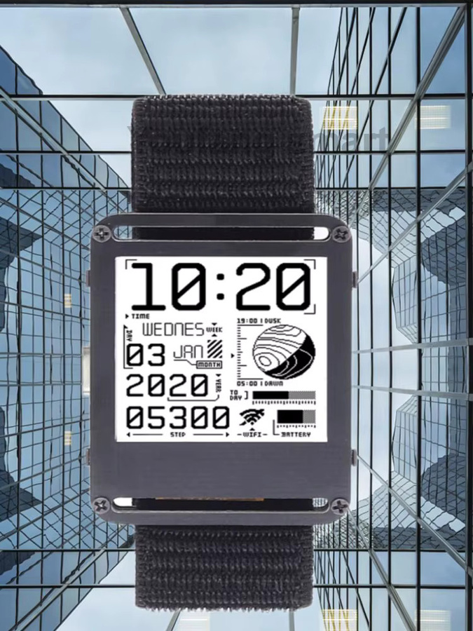 YoufangSmart Metall-ESP32 Smart E-Watch mit E-Ink-Display in Schwarz, programmierbare E-Paper-Uhr mit WLAN und Bluetooth für Arduino Roboter-Kits - Bild 2