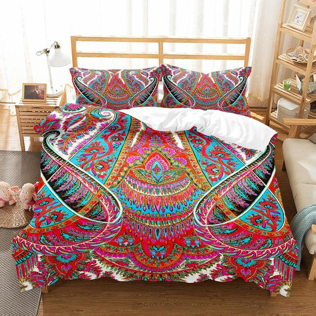 JMG Household Supplies Mandala Bettwäsche Set im Boho-Design, Mehrfarbig, Mikrofaser, B/H: 240 x 220 cm oder B/H: 140 x 210 cm - Bild 1