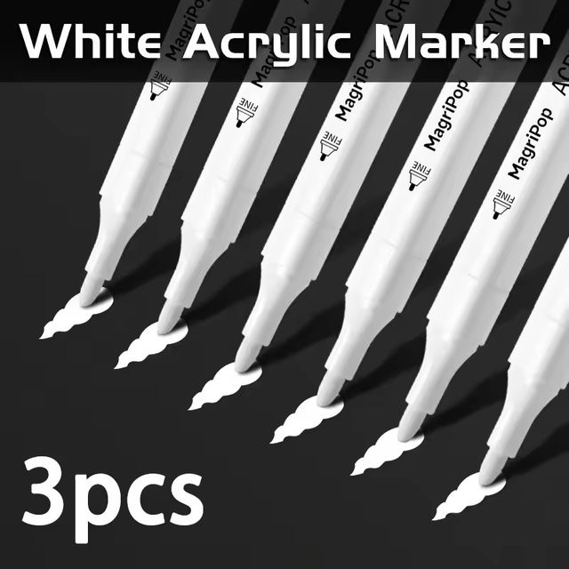 Weiße Acryl-Marker als permanente Stifte für Künstler und Anfänger zum Bemalen von Kunststoff, Stein, Metall und schwarzem Papier - Bild 1