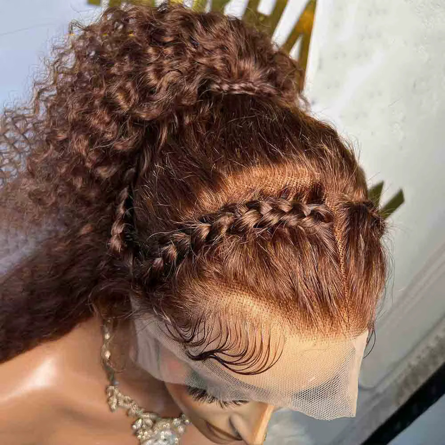 Lace-Front-Perücke, braun, lockig, synthetisch, Damen - Bild 3