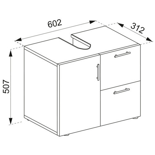VCM Badezimmer-Unterschrank Flandu in Weiss, B/H/T: 61 x 51 x 32 cm - Bild 2