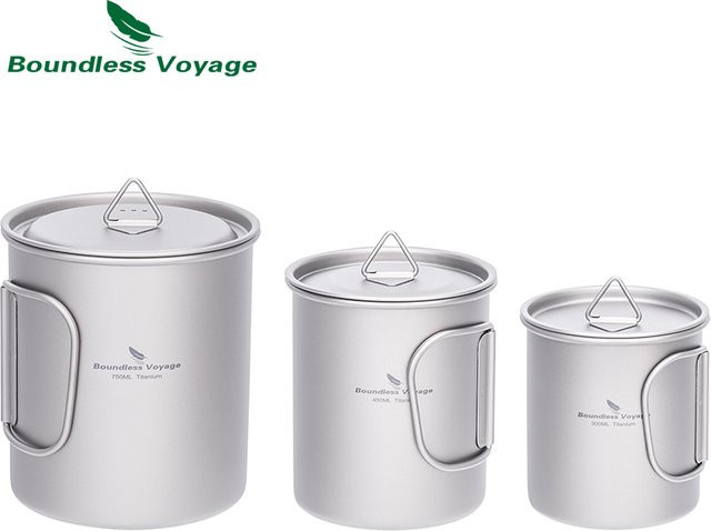 Boundless Voyage Titan-Campingbecher mit Deckel in Silber, stapelbarer Becher für Wandern und Rucksackreisen - Bild 1
