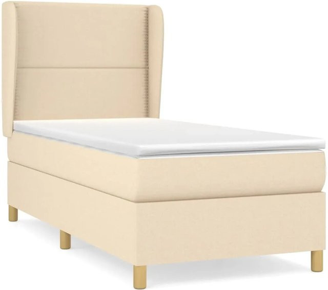 vidaXL Boxspringbett mit Matratze Hybrid-Design in Creme, B/T/H: 90 x 190 x 128 cm - Bild 1