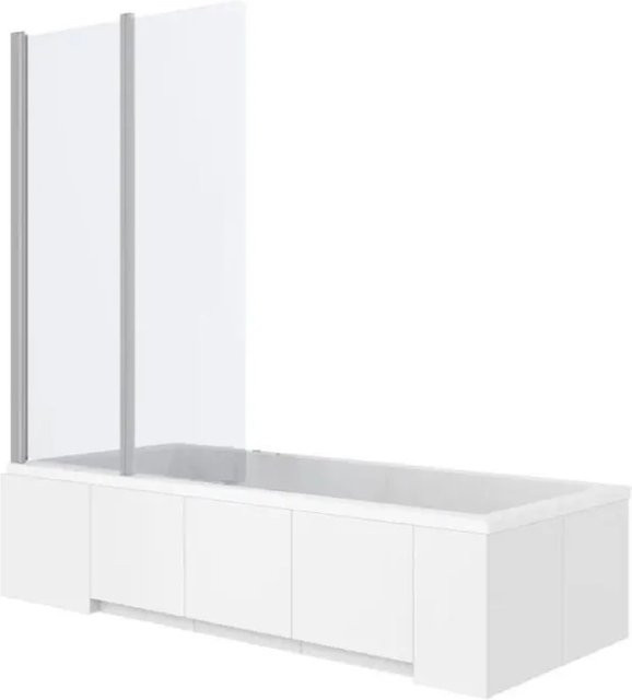 KOLMAN Badewannenaufsatz 2-teilig aus ESG Klarglas in Silber, B: 140 cm, H: 100 cm - Bild 1