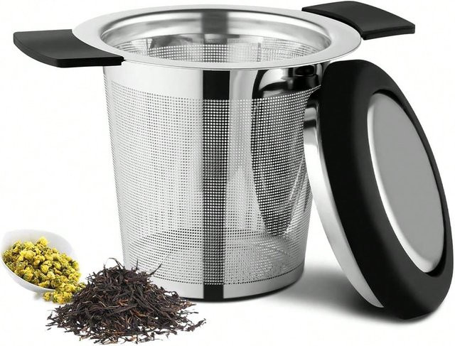 Leeseph Tee-Ei aus Edelstahl mit Griff und feinmaschigem Filter in Silber für losen Tee - Bild 1