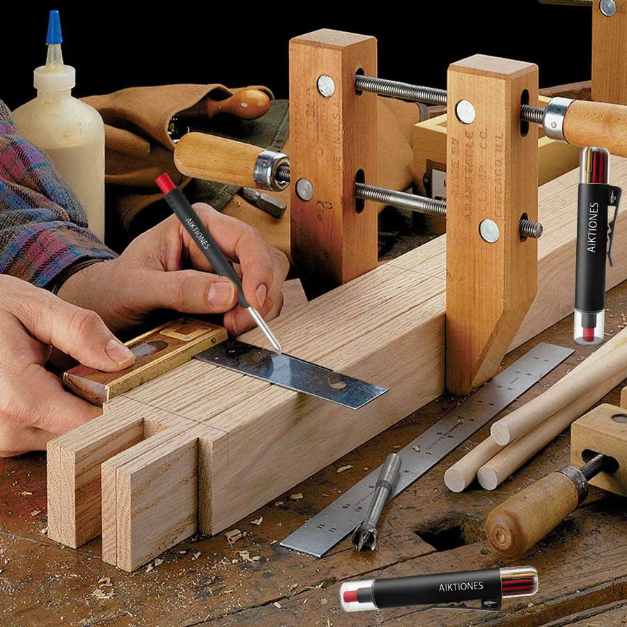 AIKTIONES Automatischer Longlife-Bleistift mit integriertem Spitzer und 12 Stück 2,8 mm Zimmermannsbleistiftminen aus Graphit - Bild 6