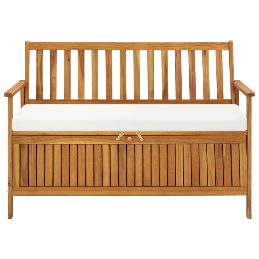 vidaXL Garten Aufbewahrungsbank aus Akazienholz in Braun mit Armlehnen und Stauraum für Kissen, B/T/H: 120 x 63 x 84 cm - Bild 2