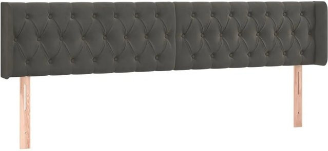 vidaXL Kopfteil mit Ohren aus Samt in Dunkelgrau, B: 203 cm, T: 16 cm, H: 78-88 cm - Bild 1