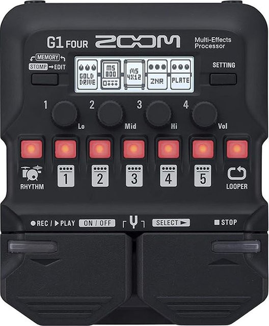 Zoom G1 FOUR Gitarren-Multieffektprozessor-Pedal in Schwarz mit über 60 Effekten, Verstärkermodellierung und Rhythmuseinheit - Bild 1