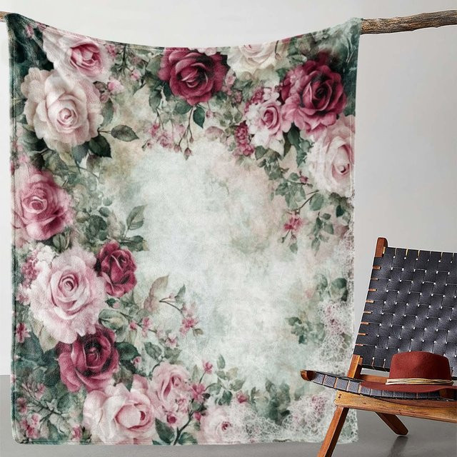 JMG Household Supplies Überwurfdecke mit floralem Design in Rosa, weiche Flanell-Fleece Decke für Sofa und Bett, B/B: 100 x 130 cm - Bild 1