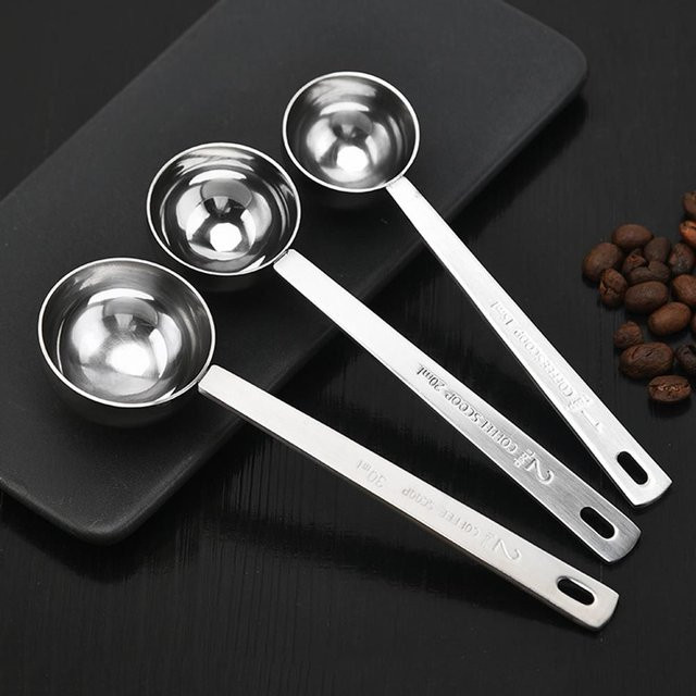 Edelstahl Messlöffel in Silber für Kaffee und Pulver, erhältlich in 5ml, 10ml, 15ml, 20ml oder 30ml - Bild 1