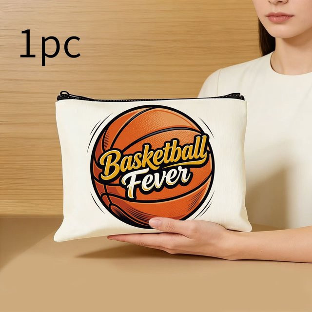 Kreative Basketball-Themen Leinwand Tasche für Kosmetik mit großer Kapazität und Tragbarkeit - Bild 1