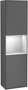 V&B Hochschrank Finion Badschrank mit LED-Beleuchtung und Glasfachböden in Weiß und Grau, B: 41,8 cm, H: 151,6 cm - Bild 1
