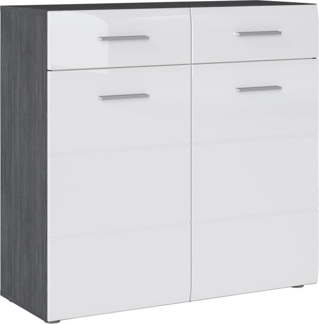 Schuhkommode Schöner Wohnen Salve Rauchsilber Weiß Hochglanz B/H/T: 90 x 87 x 35 cm - Bild 1