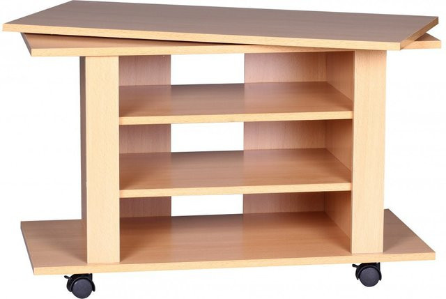 WOHNLING TV HiFi Bank Buche Braun, drehbar und rollbar, B/T/H: 75 x 38 x 51 cm - Bild 1