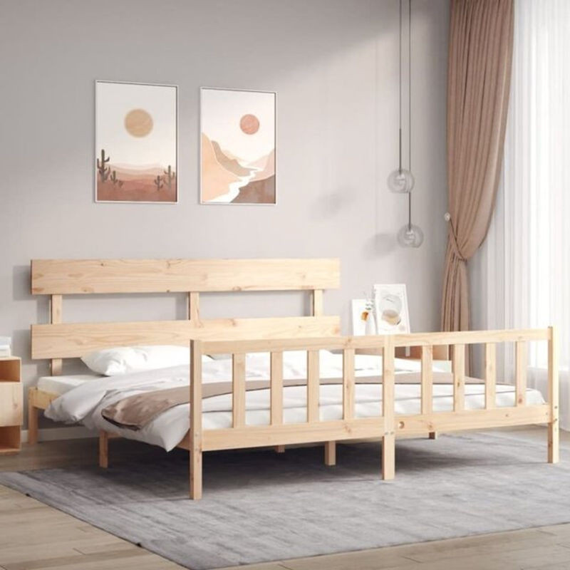 Massivholzbett Vidaxl aus Kiefer in Braun, Skandinavisch, B: 200 cm, T: 200 cm, H: 81 cm - Bild 1