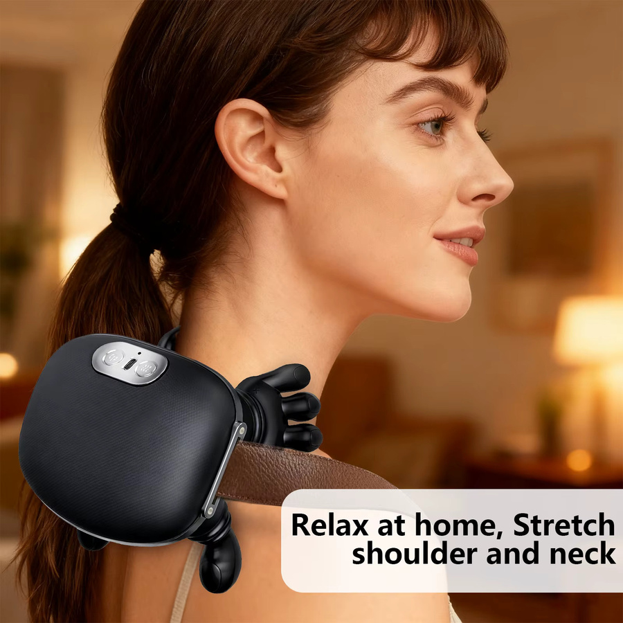 WUIETI USB-Aufladbares 4D-Nacken-Schulter-Massagegerät mit 2-Stufen-Heizung in Schwarz und Grün - Bild 4