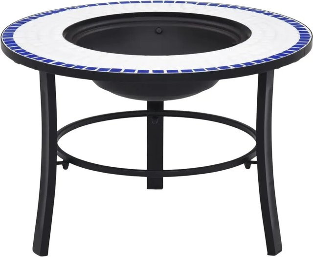 vidaXL Feuerstelle mit Mosaik-Keramik in Blau und Weiß, Durchmesser: 68 cm - Bild 1
