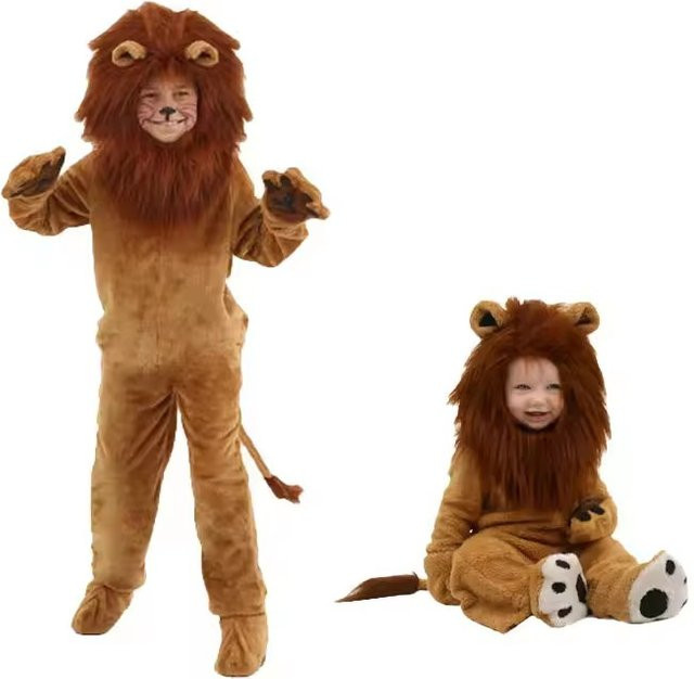 ZOBOTT Brauner Löwe Kostüm Löwe Onesie, Tierkostüm, Braun, Plüsch / Textil - Bild 1