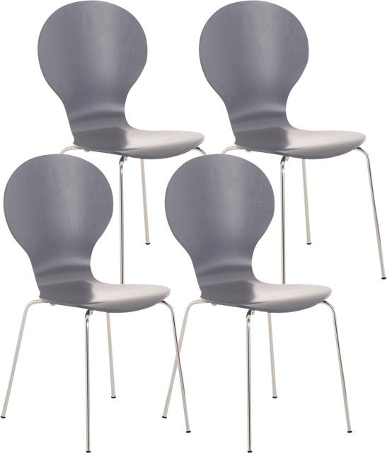 TPFLiving 4er Set Besucherstuhl Daggy mit Holzsitz in Grau, stapelbar, modern für Büro und professionelle Nutzung - Bild 1