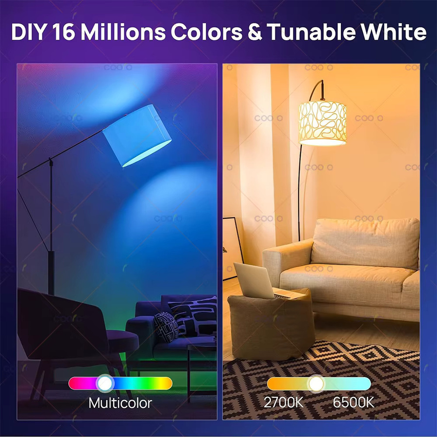 COOLO Smart LED Glühbirne E27 mit Bluetooth und Tuya Smart Life Unterstützung, dimmbar, RGBCW Multicolour - Bild 3